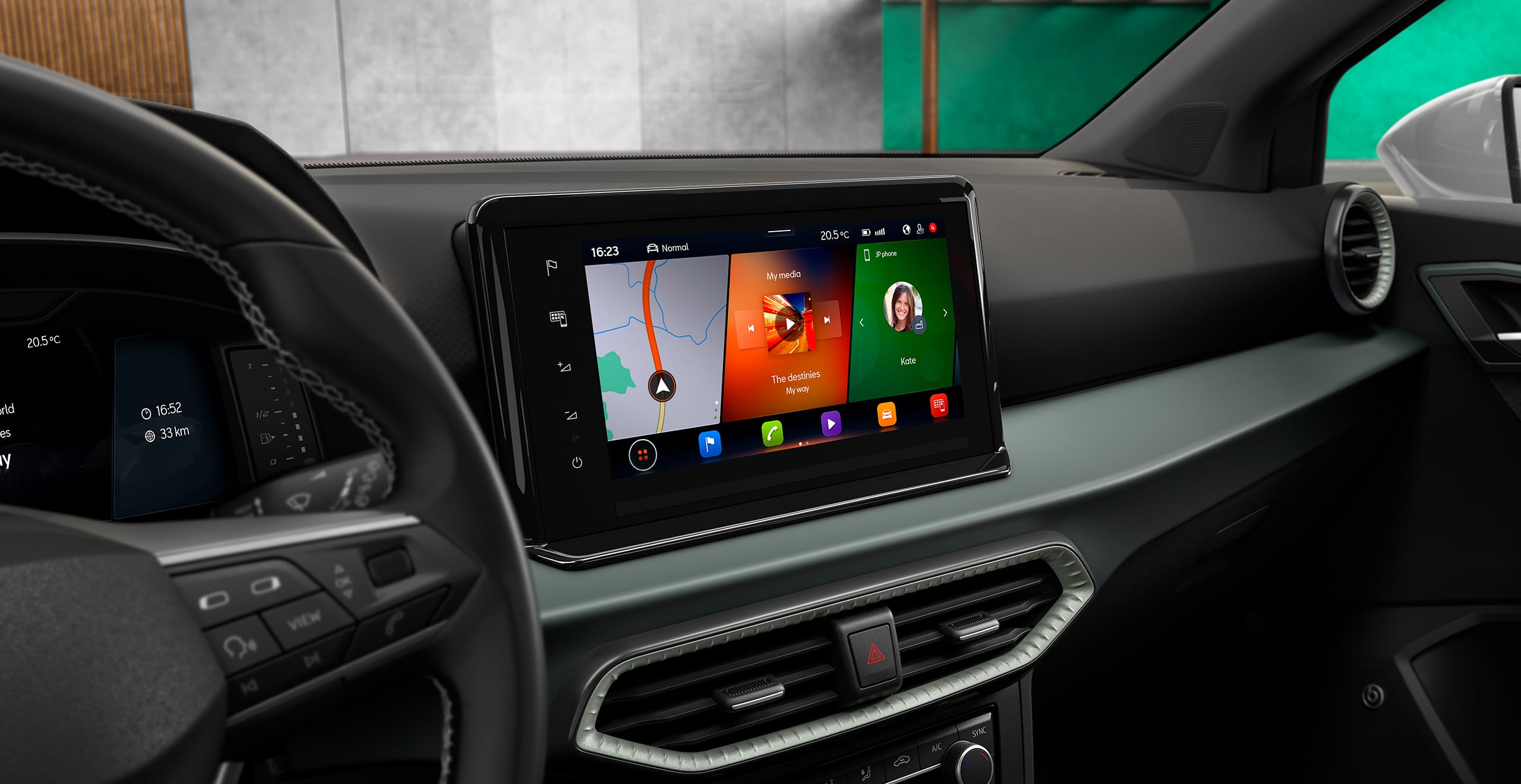 SEAT Arona interior view of a floating touchscreen  