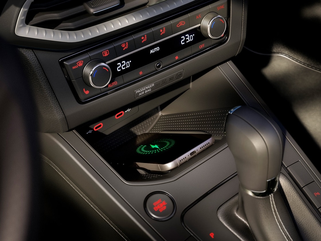 new Ibiza interior view highlighting the gearstick and connectivity features