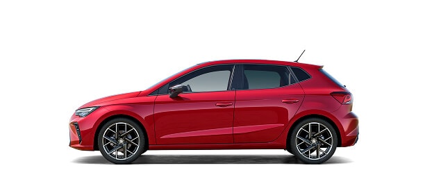 Side view of a red New SEAT Ibiza