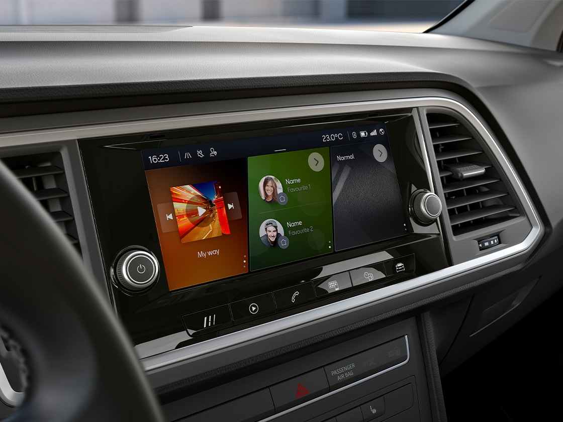 A close-up of an infotainment screen