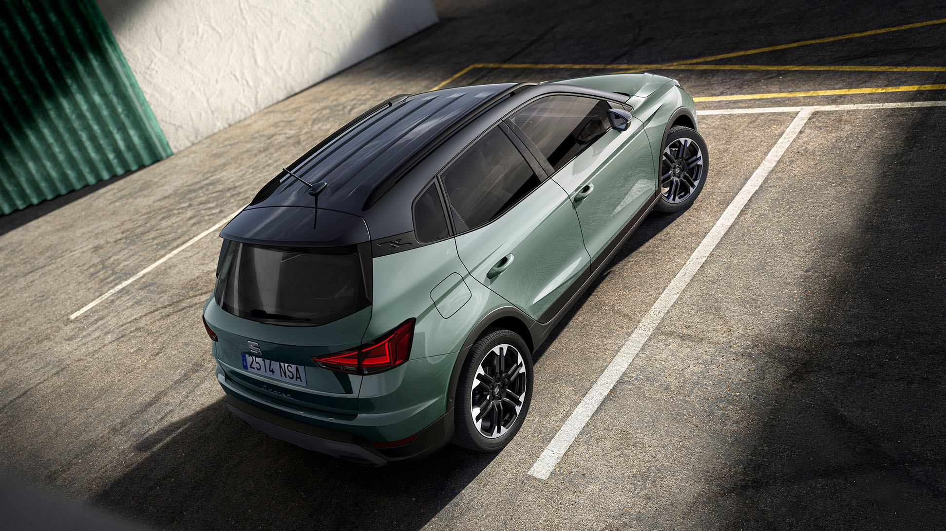 Rear side view of the SEAT Arona showcasing its impeccable compact crossover SUV design