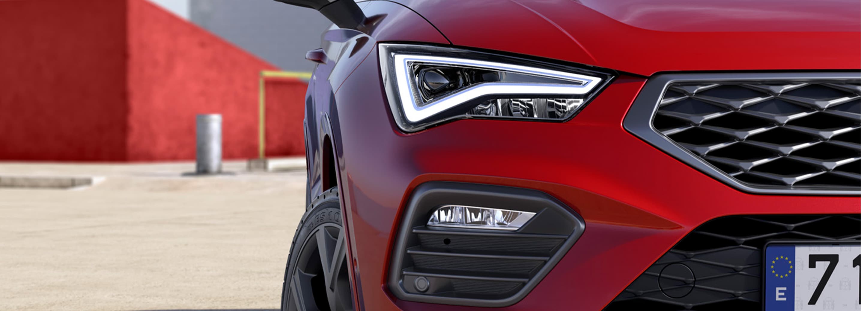 A close-up of a headlight