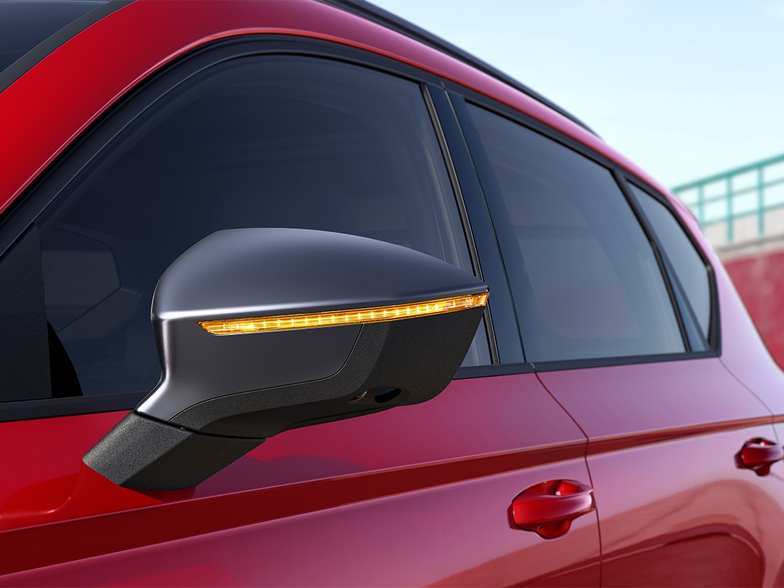 Black wing mirror with LED lights