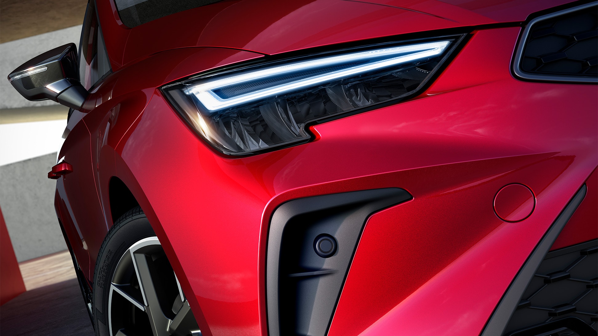 SEAT Ibiza close-up of one of the headlights 